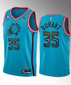 Men's Phoenix Suns #35 Kevin Durant Blue 2022-23 City Edition With NO.6 Patch Stitched Basketball Jersey