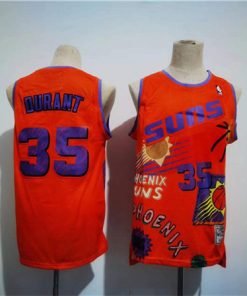 Men's Phoenix Suns #35 Kevin Durant Orange Throwback Swingman Stitched Jersey