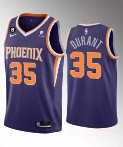 Men's Phoenix Suns #35 Kevin Durant Purple Icon Edition With NO.6 Patch Stitched Basketball Jersey