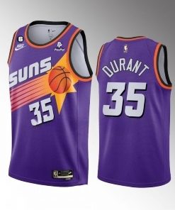 Men's Phoenix Suns #35 Kevin Durant Purple With NO.6 Patch Classic Edition Stitched Basketball Jersey
