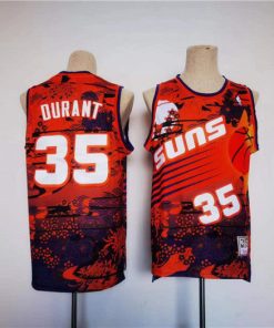Men's Phoenix Suns #35 Kevin Durant Red Throwback Swingman Stitched Jersey