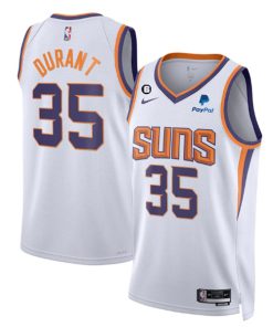 Men's Phoenix Suns #35 Kevin Durant White Association Edition With No.6 Patch Stitched Basketball Jersey