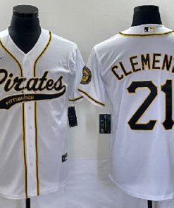 Men's Pittsburgh Pirates #21 Roberto Clemente White Cool Base Stitched Baseball Jersey