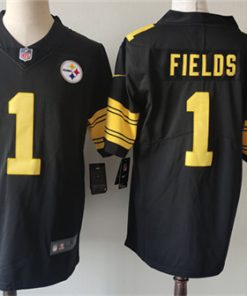 Men's Pittsburgh Steelers #1 Justin Fields Black Color Rush Limited Football Stitched Jersey