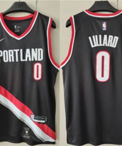 Men's Portland Trail Blazers #0 Damian Lillard Black With No.6 Patch Stitched Basketball Jersey