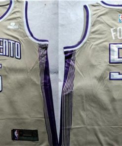 Men's Sacramento Kings #5 De'Aaron Fox Gold Stitched Jersey