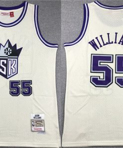 Men's Sacramento Kings #55 Jason Williams White Throwback Stitched Jersey