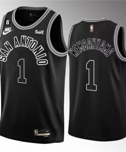 Men's San Antonio Spurs #1 Victor Wembanyama Black 2022-23 Classic Edition With NO.6 Patch Stitched Basketball Jersey