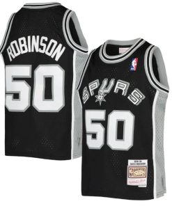 Men's San Antonio Spurs #50 David Robinson Mitchell & Ness Black 1998-99 Hardwood Classics Swingman Throwback Jersey