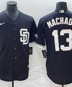 Men's San Diego Padres #13 Manny Machado Black Cool Base Stitched Baseball Jersey