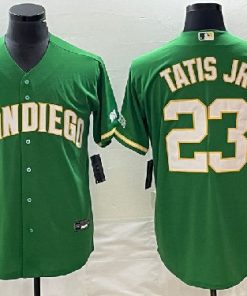 Men's San Diego Padres #23 Fernando Tatis Jr. Green Cool Base Stitched Baseball Jersey