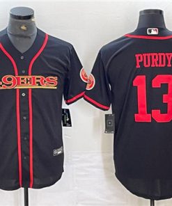 Men's San Francisco 49ers #13 Brock Purdy Black With Patch Cool Base Stitched Baseball Jersey