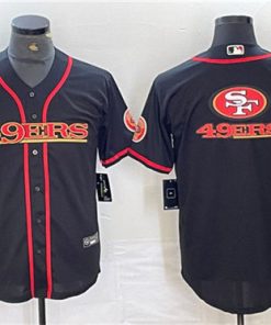 Men's San Francisco 49ers Black Team Big Logo With Patch Cool Base Baseball Stitched Jersey