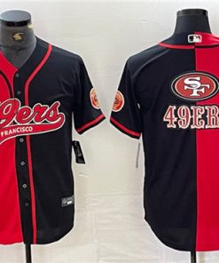 Men's San Francisco 49ers Red Black Split Team Big Logo With Patch Cool Base Stitched Baseball Jersey