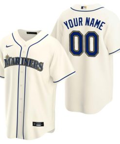 Men's Seattle Mariners ACTIVE PLAYER Custom Cream Cool Base Stitched Baseball Jersey