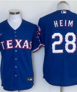 Men's Texas Rangers #28 Jonah Heim Royal With Patch Cool Base Stitched Jersey