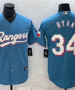 Men's Texas Rangers #34 Nolan Ryan Blue Cool Base Stitched Baseball Jersey