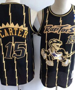 Men's Toronto Raptors #15 Vince Carter Black Throwback Stitched Jersey