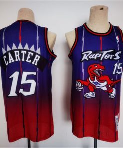 Men's Toronto Raptors #15 Vince Carter Purple Red Throwback Stitched Jersey