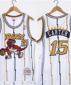 Men's Toronto Raptors #15 Vince Carter White Throwback Stitched Jersey