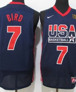 Men's USA Basketball #7 Larry Bird Navy Stitched Jersey