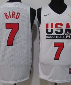 Men's USA Basketball #7 Larry Bird White Stitched Jersey