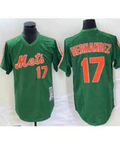 Mets 17 Keith Hernandez Green Throwback Men Jersey