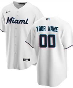 Miami Marlins Active Player Custom White Cool Base Stitched Baseball Jersey