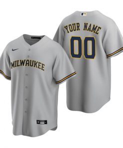 Milwaukee Brewers Active Player Custom Gray Cool Base Stitched Baseball Jersey
