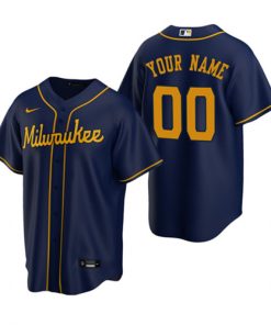Milwaukee Brewers Active Player Custom Navy Cool Base Stitched Baseball Jersey