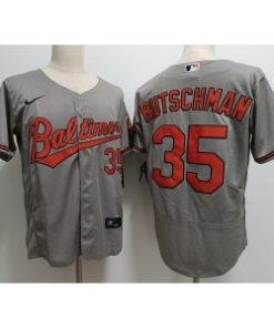 Orioles 35 Adley Rutschman Grey Nike Cool Base Men Jersey