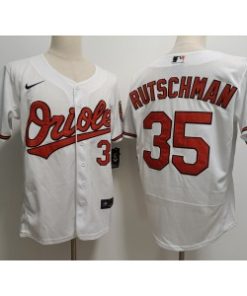 Orioles 35 Adley Rutschman White Nike Cool Base Men Jersey