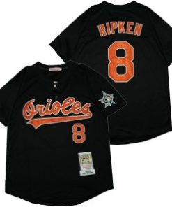 Orioles 8 Cal Ripken Jr Black 1993 Cooperstown Collection Men Jersey