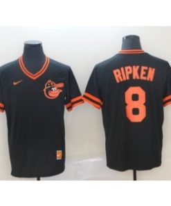 Orioles 8 Cal Ripken Jr Black Throwback Men Jersey
