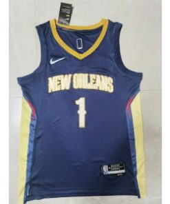 Pelicans 1 Zion Williamson Blue 75th Anniversary Men Jersey