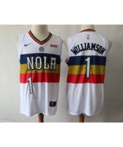 Pelicans 1 Zion Williamson White Earned Edition Swingman Men Jersey