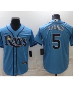 Rays 5 Wander Franco Blue Cool Base Men Jersey