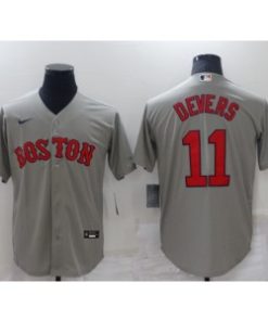 Red Sox 11 Rafael Devers Grey Cool Base Men Jersey