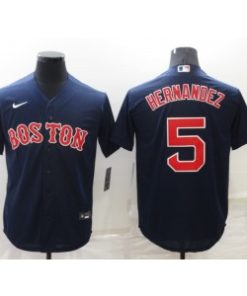 Red Sox 5 HERNANDEZ Navy Nike Cool Base Men Jersey