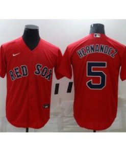 Red Sox 5 HERNANDEZ Red Cool Base Men Jersey
