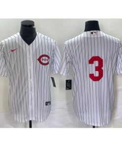 Reds 3 White Cool Base Men Jersey