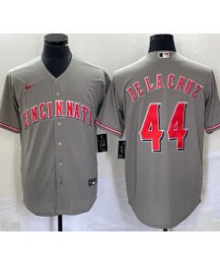 Reds 44 De La Cruz Grey Cool Base Men Jersey