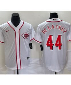 Reds 44 De La Cruz White Cool Base Men Jersey