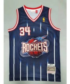 Rockets 34 Hakeem Olajuwon Navy Hardwood Classics Men Jersey