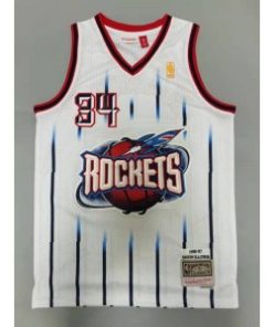Rockets 34 Hakeem Olajuwon White Hardwood Classics Men Jersey
