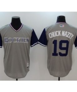 Rockies 19 Charlie Blackmon Chuck Nazty Black Cool Base Men Jersey