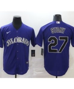 Rockies 27 Trevor Story Purple Cool Base Men Jersey