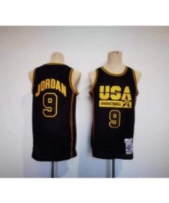 Team USA 9 Jordan Black Gold Men Jersey