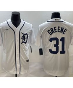 Tigers 31 GREENE White Cool Base Men Jersey