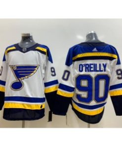Blues 90 Ryan O'Reilly Adidas White Men Jersey